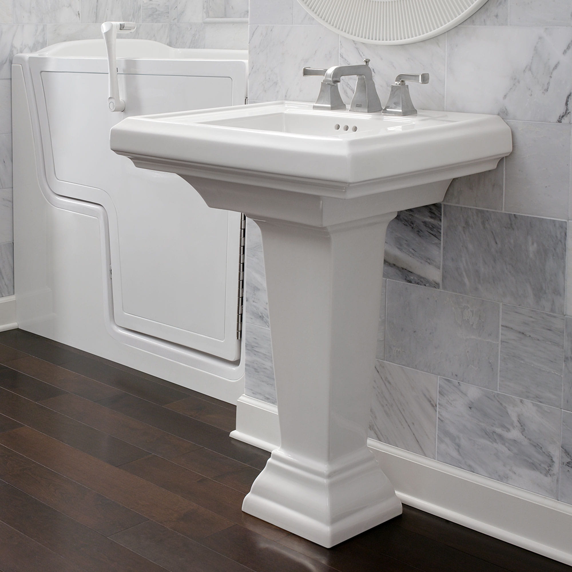 Town Square 27 in Pedestal Sink Top 8 in Centers WHITE